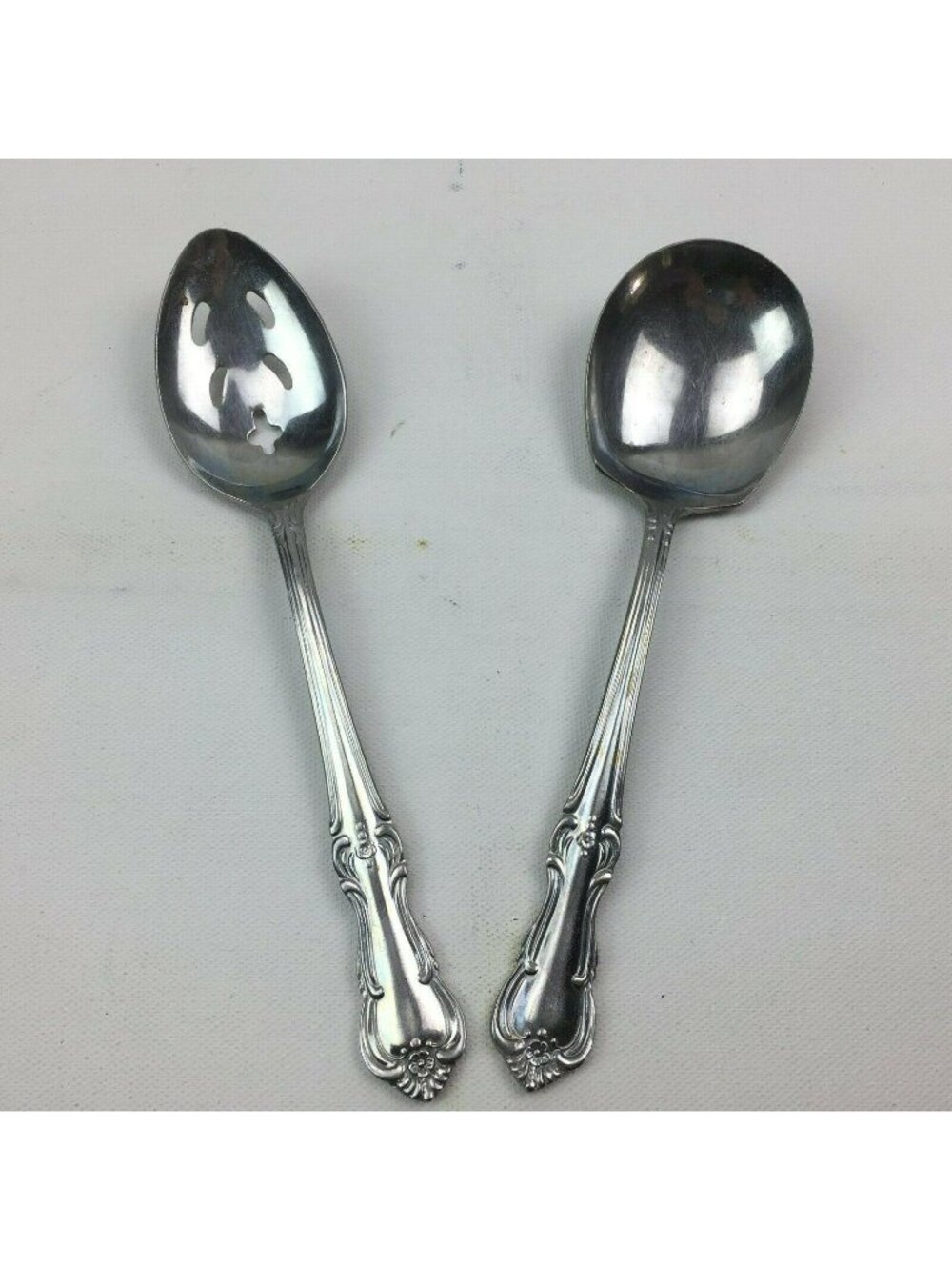 Salem Stainless Kitchen Silver Slotted Serving Soup Spoon Set 8.5" Matching